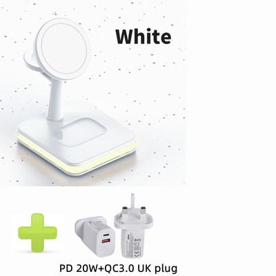 Suport de încărcare MagSafe 3 în 1 pentru iPhone 13 14 Pro Stație magnetică de încărcare fără fir cu lumină de noapte pentru Apple iWatch Airpods