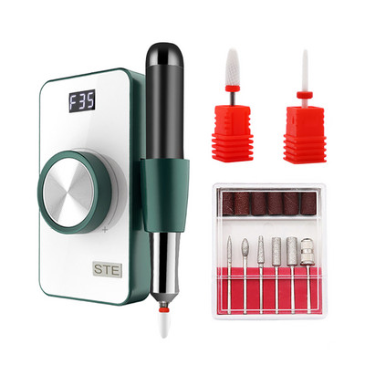 Elektrinis gręžtuvas 35000 RPM įkraunamas nagų grąžtas 4000 mAh akumuliatorinis nagų šlifuoklis pedikiūrui manikiūrui Profesionali nagų tekinimo staklės