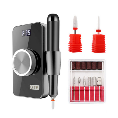 Elektrinis gręžtuvas 35000 RPM įkraunamas nagų grąžtas 4000 mAh akumuliatorinis nagų šlifuoklis pedikiūrui manikiūrui Profesionali nagų tekinimo staklės