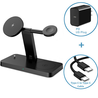 4-ühes magnetiline juhtmevaba laadija 37 W kiirlaadimisalus iPhone 14 13 12 Pro Max Mini 11 X Apple Watch 8 7 SE Airpods 3 2 jaoks