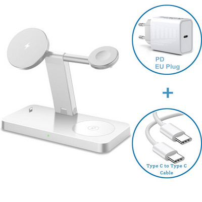 4-ühes magnetiline juhtmevaba laadija 37 W kiirlaadimisalus iPhone 14 13 12 Pro Max Mini 11 X Apple Watch 8 7 SE Airpods 3 2 jaoks