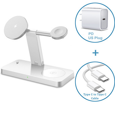 4-ühes magnetiline juhtmevaba laadija 37 W kiirlaadimisalus iPhone 14 13 12 Pro Max Mini 11 X Apple Watch 8 7 SE Airpods 3 2 jaoks