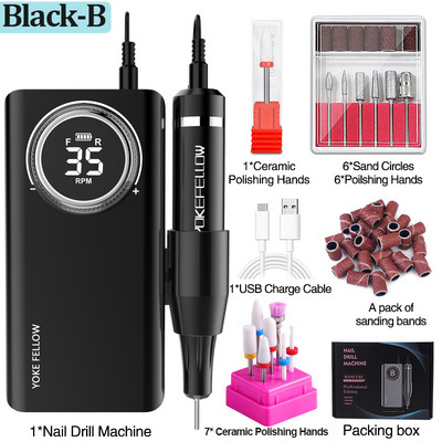 Bušilica za nokte 35000 RPM punjiva mašina za geliranje noktiju za mašinu za manikuru Električna bušilica za nokte s punim LCD zaslonom