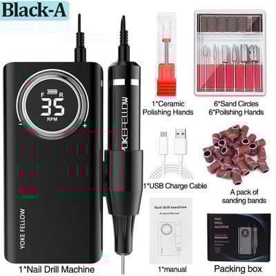 Bušilica za nokte 35000 RPM punjiva mašina za geliranje noktiju za mašinu za manikuru Električna bušilica za nokte s punim LCD zaslonom