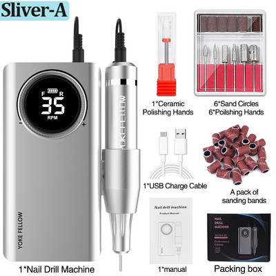 Bušilica za nokte 35000 RPM punjiva mašina za geliranje noktiju za mašinu za manikuru Električna bušilica za nokte s punim LCD zaslonom
