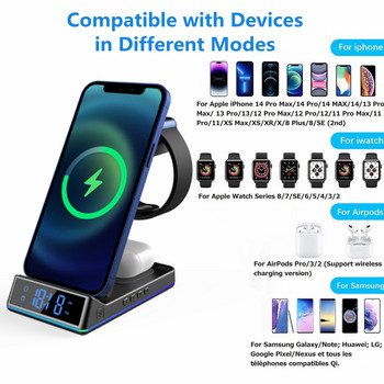 Ασύρματος φορτιστής 3 σε 1 για iPhone 13 12 11 XS Pro Max 8 iWatch 7 AirPods Qi Fast Charging Dock Station Wireless Chargers Stand