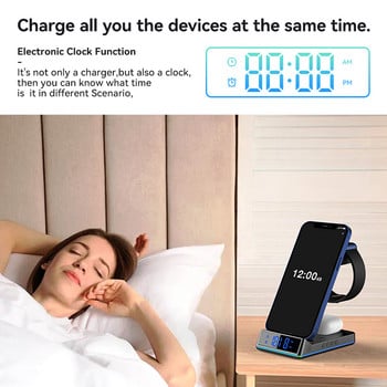 Ασύρματος φορτιστής 3 σε 1 για iPhone 13 12 11 XS Pro Max 8 iWatch 7 AirPods Qi Fast Charging Dock Station Wireless Chargers Stand