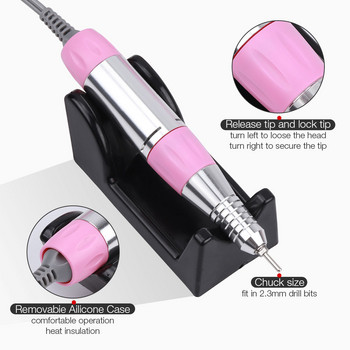 35000 RPM 30W Pink Professional Electric Nail Art Drill File Pedicure Equipment Machine Manicure Kit Nail Art Tools with Cutter