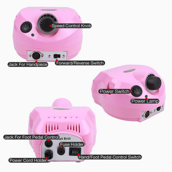 35000 RPM 30W Pink Professional Electric Nail Art Drill File Pedicure Equipment Machine Manicure Kit Nail Art Tools with Cutter