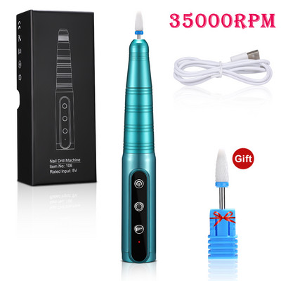 Styton 35000RPM elektrinė nagų gręžimo mašina USB įkraunamas elektrinis nagų dildės rinkinys manikiūro pedikiūro poliravimo formos įrankiai