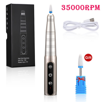 Styton 35000RPM elektrinė nagų gręžimo mašina USB įkraunamas elektrinis nagų dildės rinkinys manikiūro pedikiūro poliravimo formos įrankiai