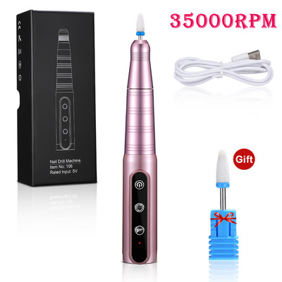 Styton 35000RPM elektrinė nagų gręžimo mašina USB įkraunamas elektrinis nagų dildės rinkinys manikiūro pedikiūro poliravimo formos įrankiai