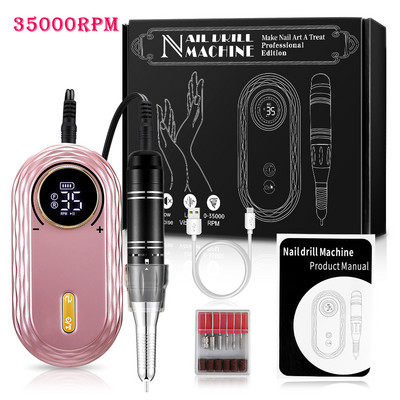 Styton 35000RPM elektrinė nagų gręžimo mašina USB įkraunamas elektrinis nagų dildės rinkinys manikiūro pedikiūro poliravimo formos įrankiai