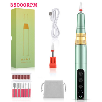 Styton 35000RPM elektrinė nagų gręžimo mašina USB įkraunamas elektrinis nagų dildės rinkinys manikiūro pedikiūro poliravimo formos įrankiai