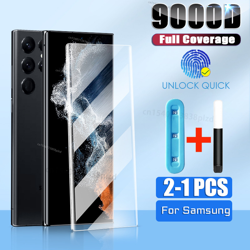 Samsung Galaxy For S22 S21 S20 Ultra FE UV Tempered Glass Screen Protector S10 S8 S9 Note 20 10 9 8 Plus S10E 5G S 21 22 20 Film