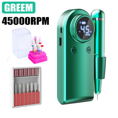 45000 RPM įkraunamas elektrinis nagų gręžimo manikiūro aparatas Profesionalus nagų gręžimo įrankis nagų šlifuoklio salono poliravimo įranga