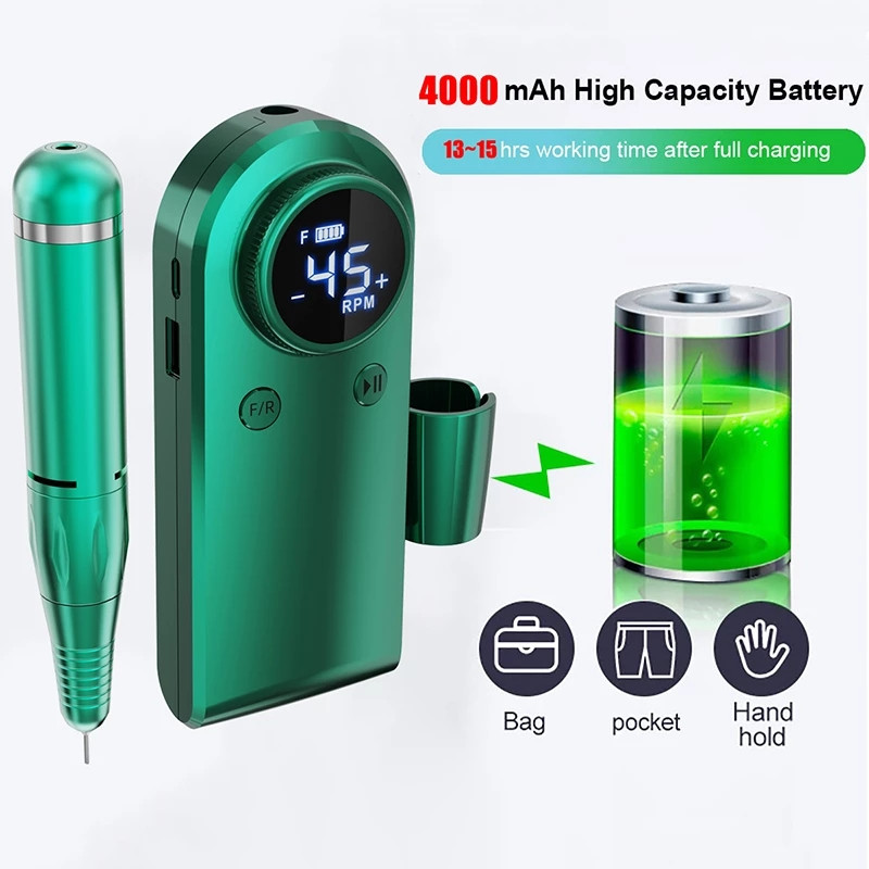 45000 RPM įkraunamas elektrinis nagų gręžimo manikiūro aparatas Profesionalus nagų gręžimo įrankis nagų šlifuoklio salono poliravimo įranga