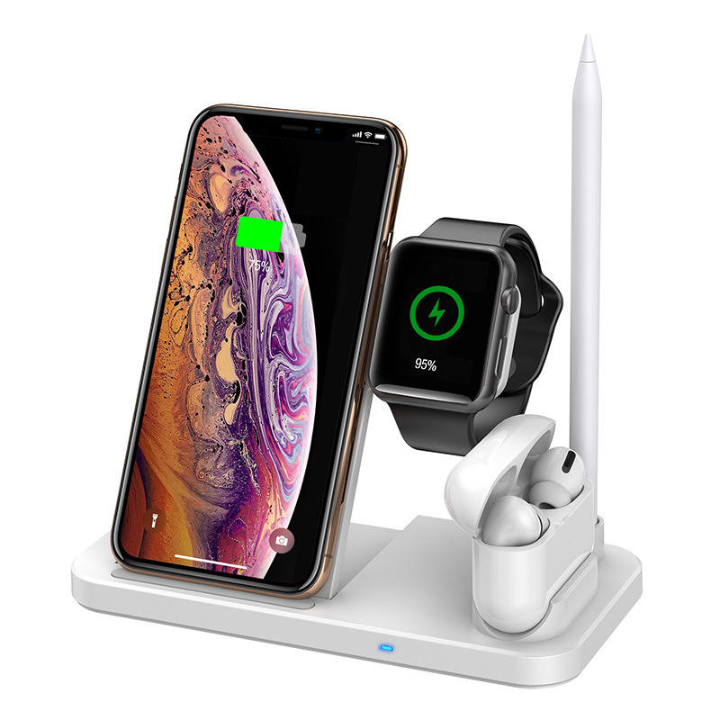 Suport de încărcare fără fir rapid Qi 15W pentru iPhone 14 13 12 X 8 Apple Watch 4 în 1 Stație de încărcare pliabilă pentru Airpods 3 Pro iWatch