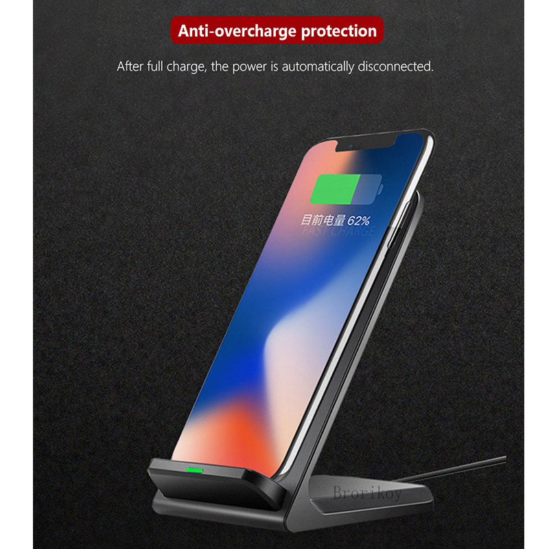 Brorikoy 10W belaidžio įkrovimo stovo laikiklio indukcinis įkroviklis, skirtas Samsung S20 S10 Note 9 8, skirtas iPhone 13 12 11 Pro X Xs Max Xr