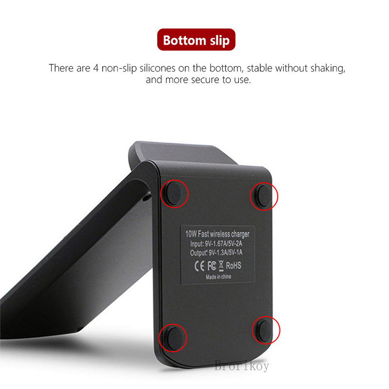 Brorikoy 10W belaidžio įkrovimo stovo laikiklio indukcinis įkroviklis, skirtas Samsung S20 S10 Note 9 8, skirtas iPhone 13 12 11 Pro X Xs Max Xr