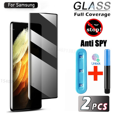 Anti Spy за Samsung Galaxy S22 Ultra Privacy Screen Protector S21 Ultra S20 Ultra 5G UV Glass Full Coverage S 20 21 22 Филм