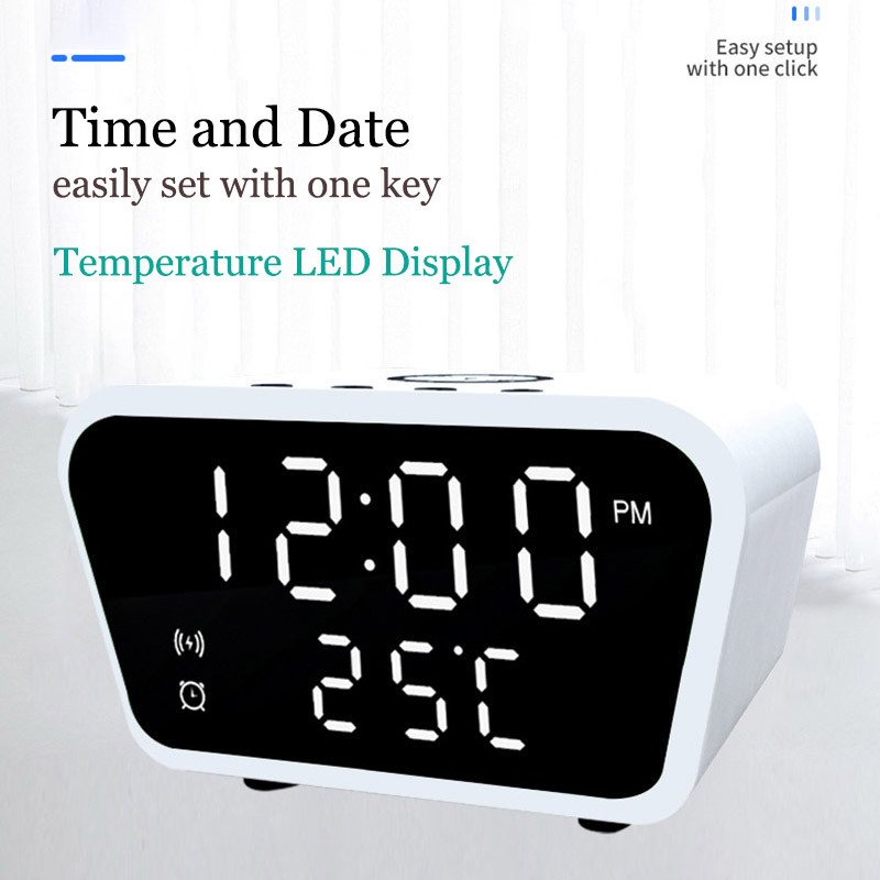 6097 belaidžio įkroviklio laikrodis LED skaitmeninis žadintuvo įkroviklis 15 W greito belaidžio įkrovimo Qi įkrovimo stoties staliniai laikrodžiai