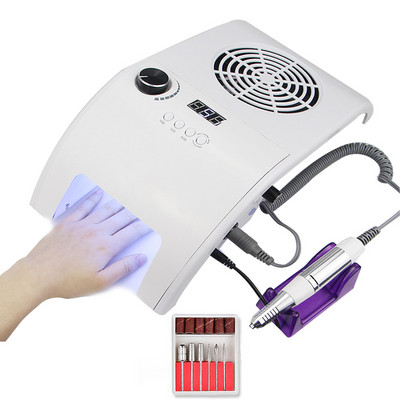 Višenamjenski 3 u 1 tihi stroj za manikuru 35000 RPM Snažni usisivač 48 W UV LED svjetiljka za nokte Brzo suši sav lak za nokte
