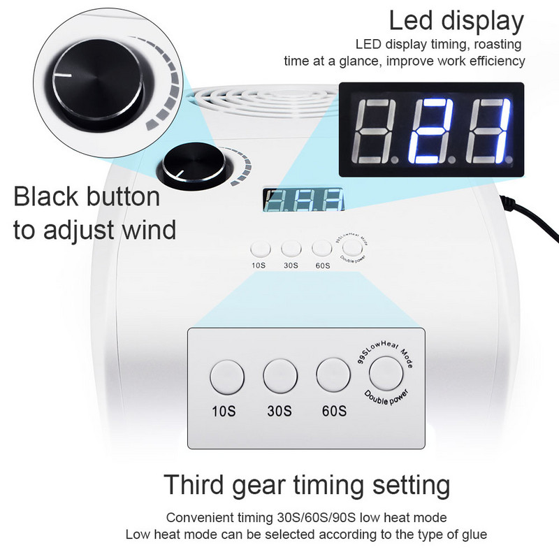 Daugiafunkcinis 3 viename tylus 35000 aps./min manikiūro aparatas Galingas dulkių siurblys 48W UV LED nagų lempa Greitai išdžiovina visą nagų laką