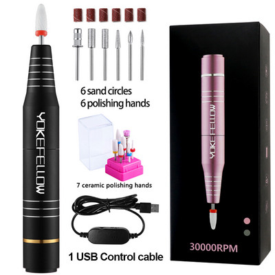 30000 RPM nešiojamas nagų gręžimo rašiklis manikiūro mašina elektrinis nagų šlifuoklis, skirtas geliniam lakavimui, profesionalus nagų dildė, skirtas naudoti nagų dailėje