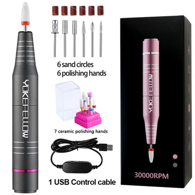 30000 RPM nešiojamas nagų gręžimo rašiklis manikiūro mašina elektrinis nagų šlifuoklis, skirtas geliniam lakavimui, profesionalus nagų dildė, skirtas naudoti nagų dailėje