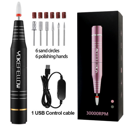30000 RPM nešiojamas nagų gręžimo rašiklis manikiūro mašina elektrinis nagų šlifuoklis, skirtas geliniam lakavimui, profesionalus nagų dildė, skirtas naudoti nagų dailėje