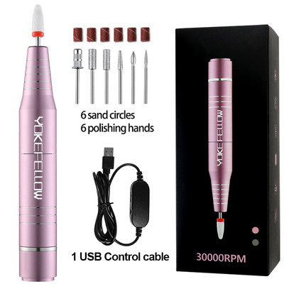 30000 RPM nešiojamas nagų gręžimo rašiklis manikiūro mašina elektrinis nagų šlifuoklis, skirtas geliniam lakavimui, profesionalus nagų dildė, skirtas naudoti nagų dailėje