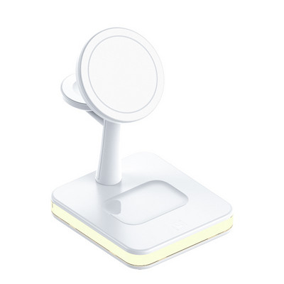 4 vienā bezvadu uzlādes stacijas lādētājs LED nakts gaisma iPhone 12 13 Airpods 2 3 Pro iWatch saderīga ar Magsafe korpusu