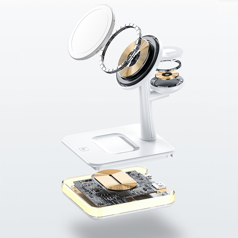 4 vienā bezvadu uzlādes stacijas lādētājs LED nakts gaisma iPhone 12 13 Airpods 2 3 Pro iWatch saderīga ar Magsafe korpusu