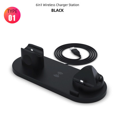 15W bezdrôtová nabíjacia dokovacia stanica 4 v 1 pre iPhone 11 12 13 Airpods Pro Micro Type-C USB stojan s rýchlym nabíjaním pre Apple iWatch 6