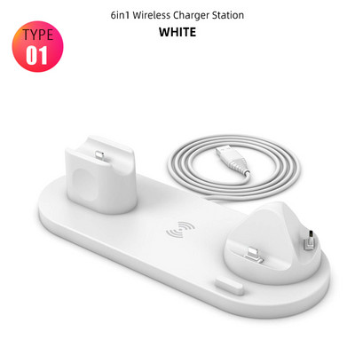 15W bezdrôtová nabíjacia dokovacia stanica 4 v 1 pre iPhone 11 12 13 Airpods Pro Micro Type-C USB stojan s rýchlym nabíjaním pre Apple iWatch 6