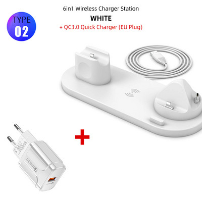 15W bezdrôtová nabíjacia dokovacia stanica 4 v 1 pre iPhone 11 12 13 Airpods Pro Micro Type-C USB stojan s rýchlym nabíjaním pre Apple iWatch 6