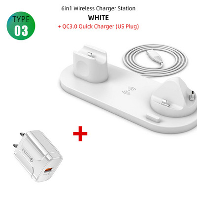 15W bezdrôtová nabíjacia dokovacia stanica 4 v 1 pre iPhone 11 12 13 Airpods Pro Micro Type-C USB stojan s rýchlym nabíjaním pre Apple iWatch 6