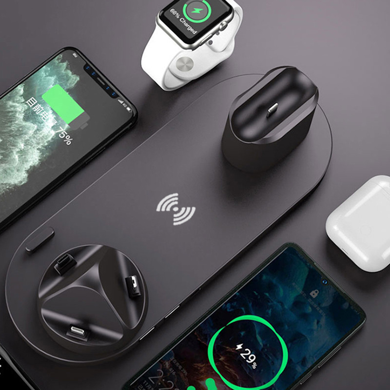 15W bezdrôtová nabíjacia dokovacia stanica 4 v 1 pre iPhone 11 12 13 Airpods Pro Micro Type-C USB stojan s rýchlym nabíjaním pre Apple iWatch 6