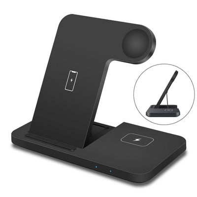 15 W greito belaidžio įkroviklio stovas, skirtas iPhone 14 13 12 11 X 8 Apple Watch 7 6 5 3 in 1 įkrovimo stotelė, skirta Airpods Pro iWatch