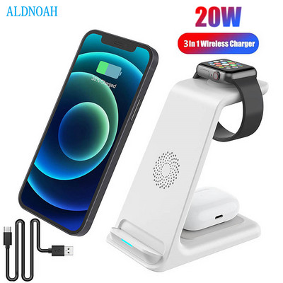 Stalak za bežični punjač od 20 W za iPhone 14 13 12 11 XR 8 Apple Watch 3 u 1 Dock stanica za brzo punjenje za Airpods Pro IWatch 7