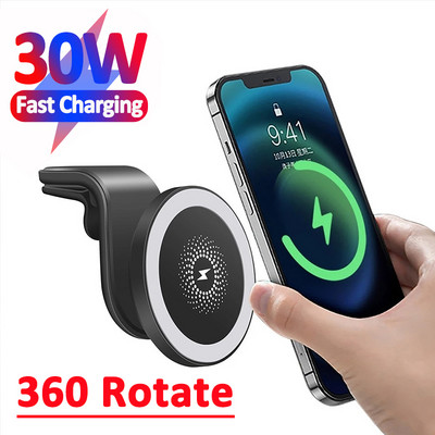 30 W magnetinio belaidžio automobilinio įkroviklio tvirtinimo stovas, skirtas saugoti iPhone 13 12 Mini Pro Max greito belaidžio įkroviklio automobilinio telefono laikiklis