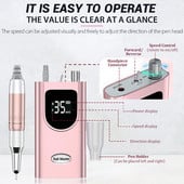 Slefuit electric profesional de unghii, 35000 RPM, pentru manichiura, pedichiura, reincarcabil, fara fir, masina de gaurit unghii pentru indepartarea gelului