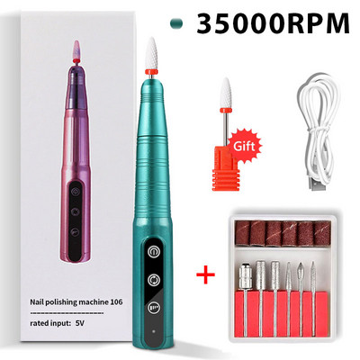 Slefuit electric profesional de unghii, 35000 RPM, pentru manichiura, pedichiura, reincarcabil, fara fir, masina de gaurit unghii pentru indepartarea gelului