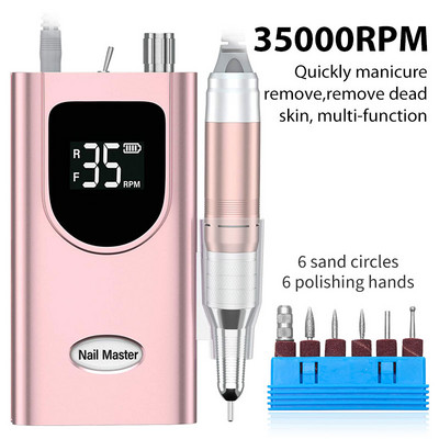 Slefuit electric profesional de unghii, 35000 RPM, pentru manichiura, pedichiura, reincarcabil, fara fir, masina de gaurit unghii pentru indepartarea gelului