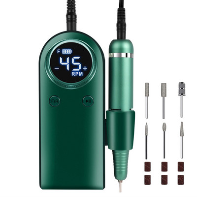 Elektromos körömfúró újratölthető 45000 fordulat/perc körömszűrő gép LCD kijelzővel 2 fordulattal akril köröm zselé manikűrhöz