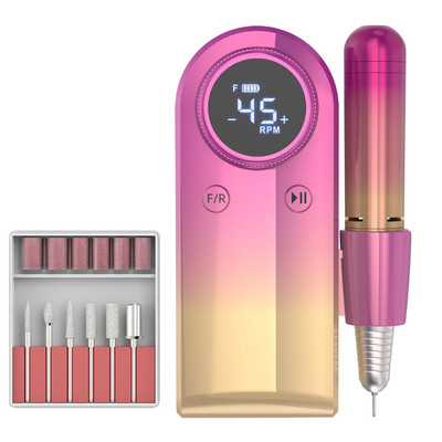 Elektromos körömfúró újratölthető 45000 fordulat/perc körömszűrő gép LCD kijelzővel 2 fordulattal akril köröm zselé manikűrhöz