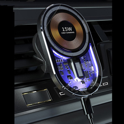 15W autós mágneses vezeték nélküli töltő iPhone 13 12 Pro Max vezeték nélküli töltő autós töltő telefonhoz Tesla HYUNDAI CITROEN
