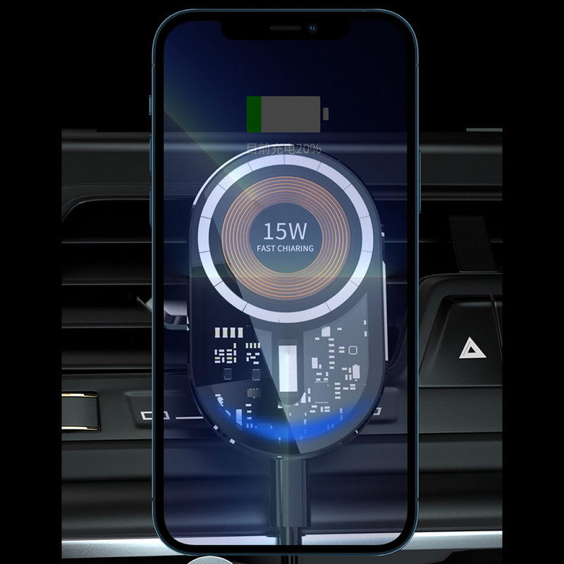 Încărcător fără fir magnetic de mașină 15W pentru iPhone 13 12 Pro Max Încărcare fără fir pentru mașină Suport telefon pentru Tesla HYUNDAI CITROEN
