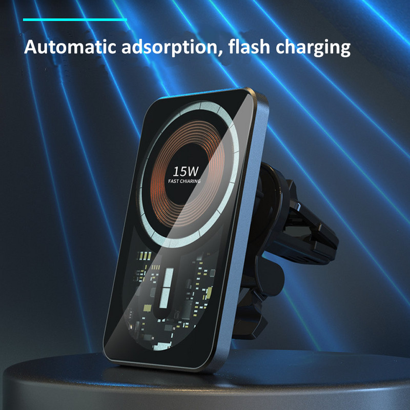 Încărcător fără fir magnetic de mașină 15W pentru iPhone 13 12 Pro Max Încărcare fără fir pentru mașină Suport telefon pentru Tesla HYUNDAI CITROEN